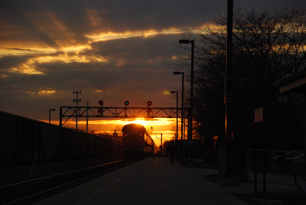 Sunset at Naperville Train Station