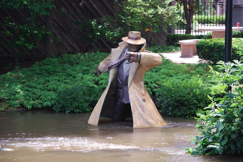 Dick Tracy Statue Naperville Riverwalk Flood
