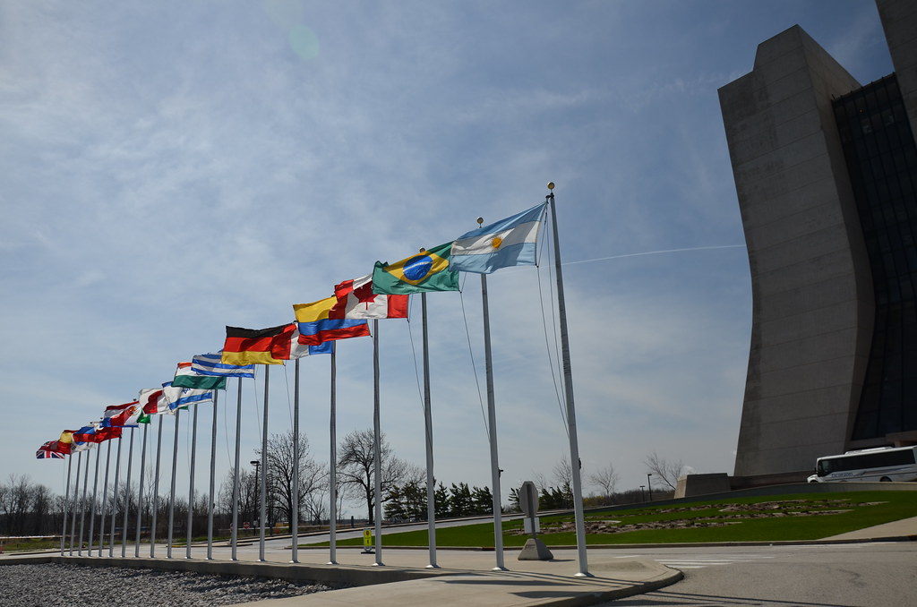 Flags at Fermilab’s Wilson Hall