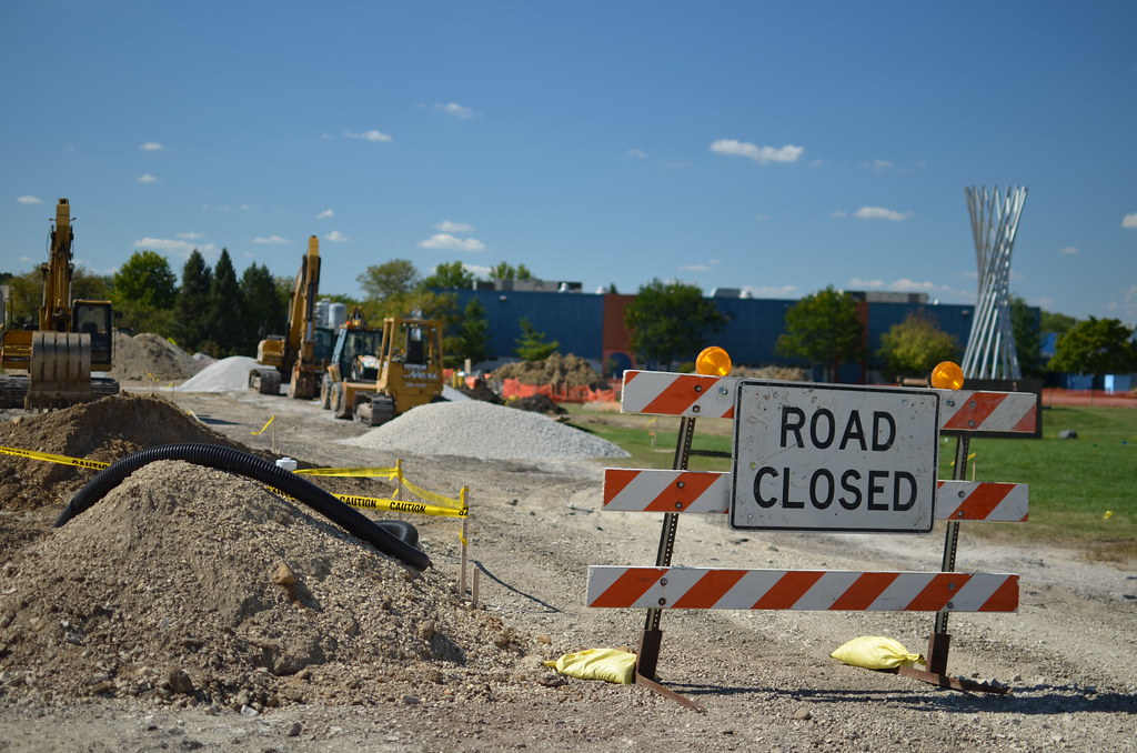 Fermilab Construction Road Closed Sign