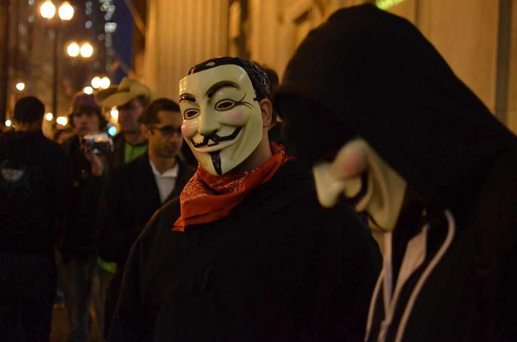 Occupy Chicago Protester Wearing a Guy Fawkes Mask