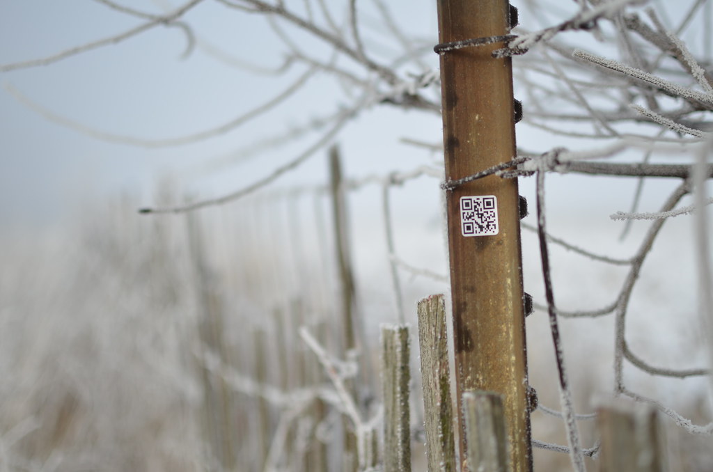 Geoencoded QR Code on a Rural Fence