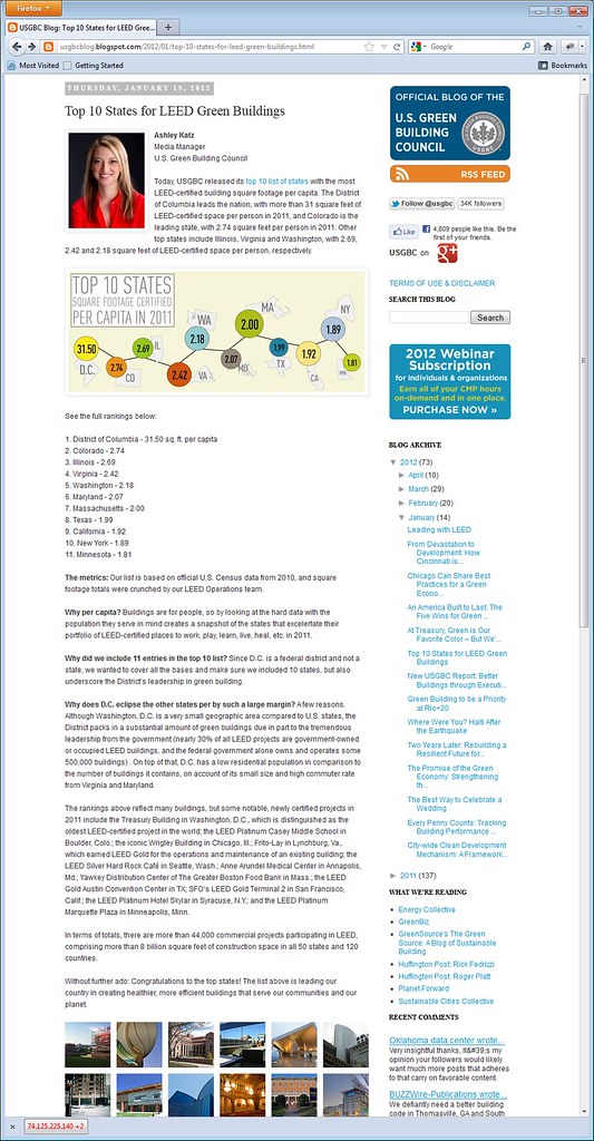Top 10 States for LEED Green Buildings