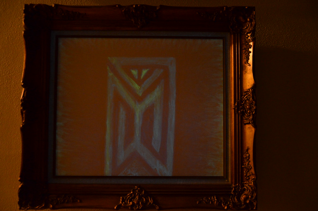 “Antenna” Glow in the Dark Painting in Antique Victorian Frame with Light off