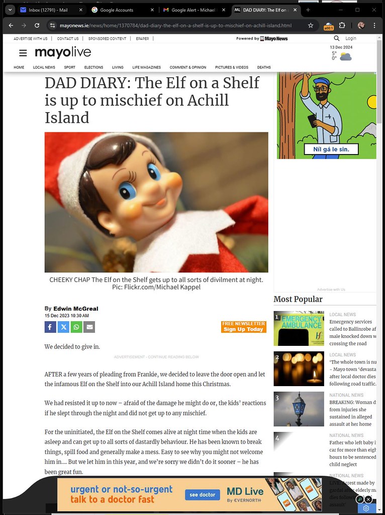DAD DIARY – The Elf on a Shelf is up to mischief on Achill Island